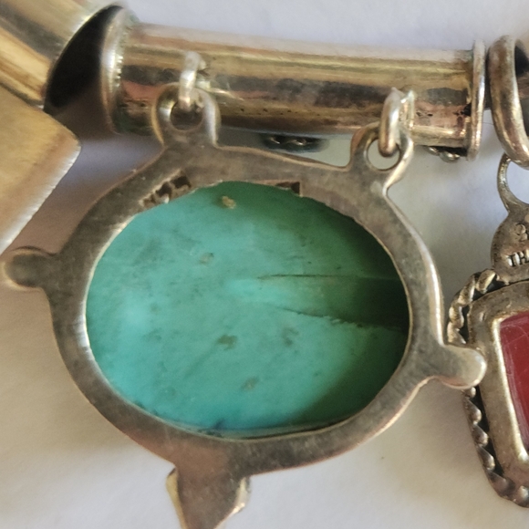 Handmade Vintage Turquoise slide pendant sterling silver necklace vintage - Picture 5 of 6
